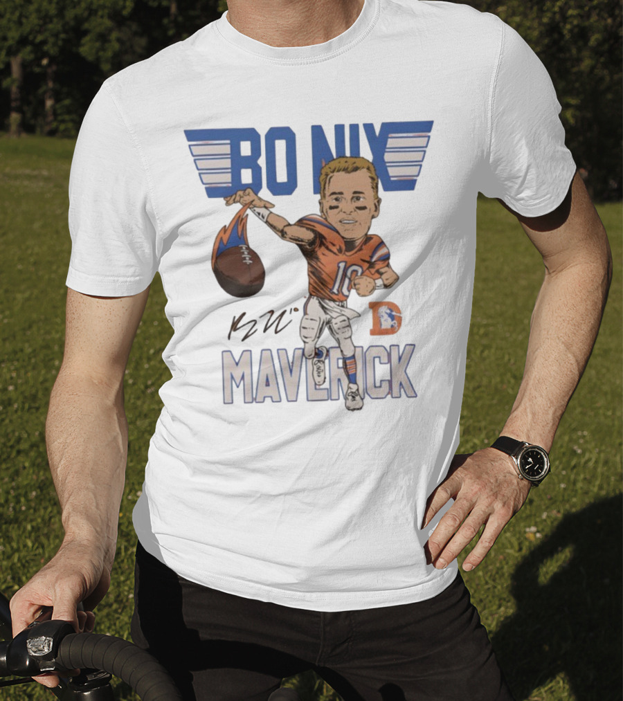 Bo Nix Maverick Broncos Signature Football Player Illustration T-Shirt