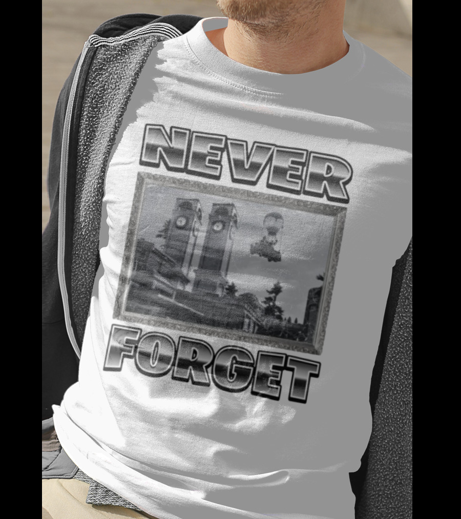 Never Forget Tower Balloon Flight Vintage Photo T-Shirt