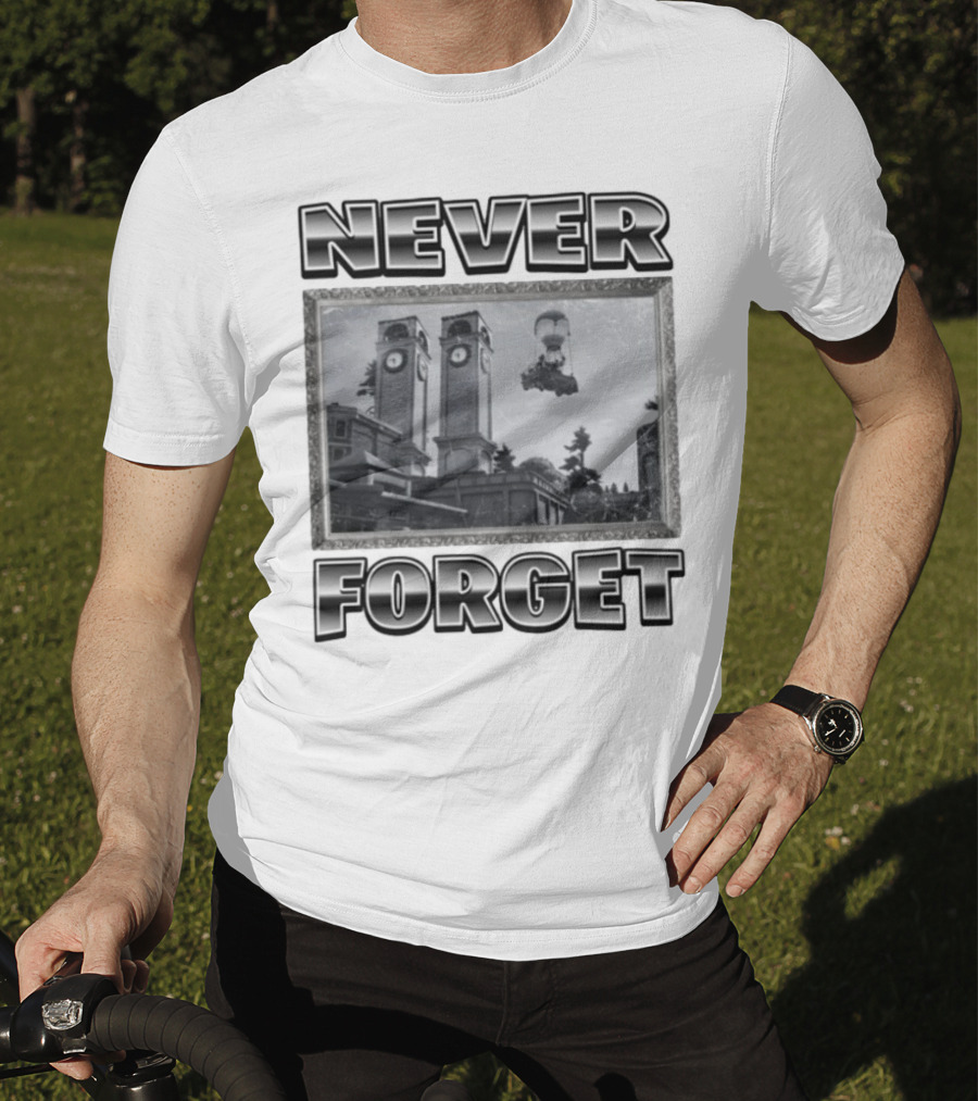 Never Forget Tower Balloon Flight Vintage Photo T-Shirt