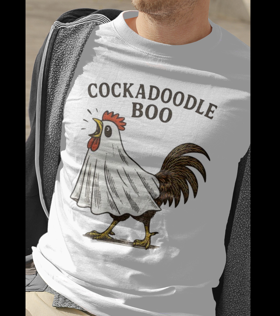 Cockadoodle Boo Ghost Rooster Halloween 2025 T-Shirt
