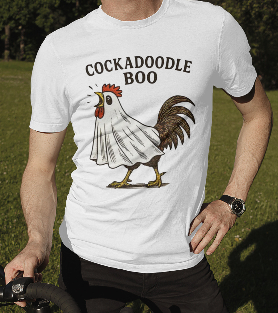 Cockadoodle Boo Ghost Rooster Halloween 2025 T-Shirt