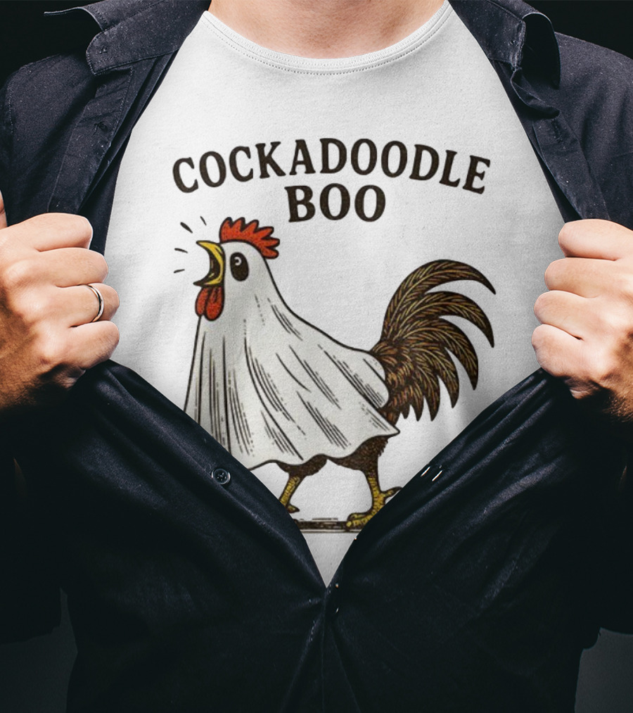 Cockadoodle Boo Ghost Rooster Halloween 2025 T-Shirt