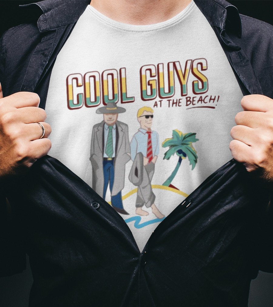 Cool Guys At The Beach Vintage Style Men In Suits Near Palm Tree T-Shirt