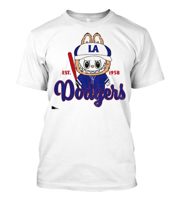 Cute Monster Labubu Los Angeles Dodgers Est 1958 Baseball MLB T-Shirt
