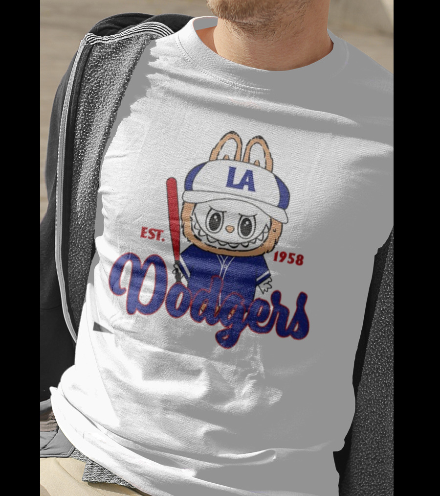 Cute Monster Labubu Los Angeles Dodgers Est 1958 Baseball MLB T-Shirt