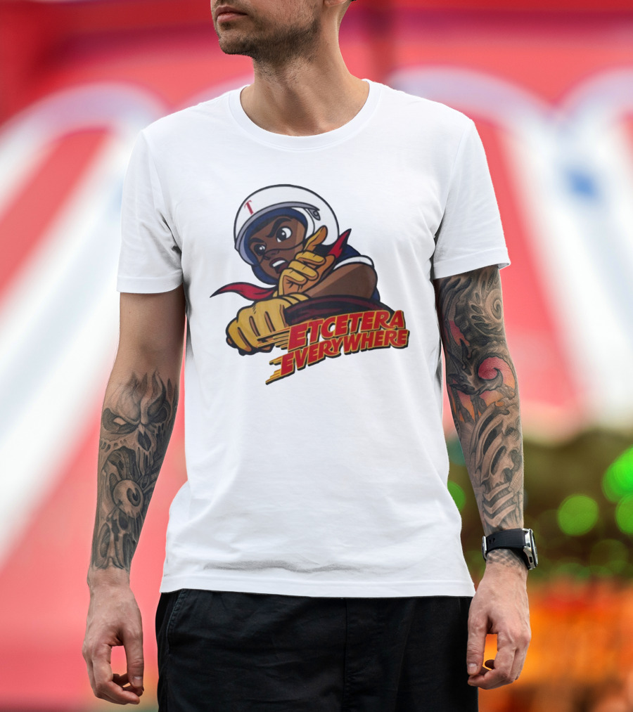 Etcetera Everywhere Racing Style Graphic With Determined Character T-Shirt