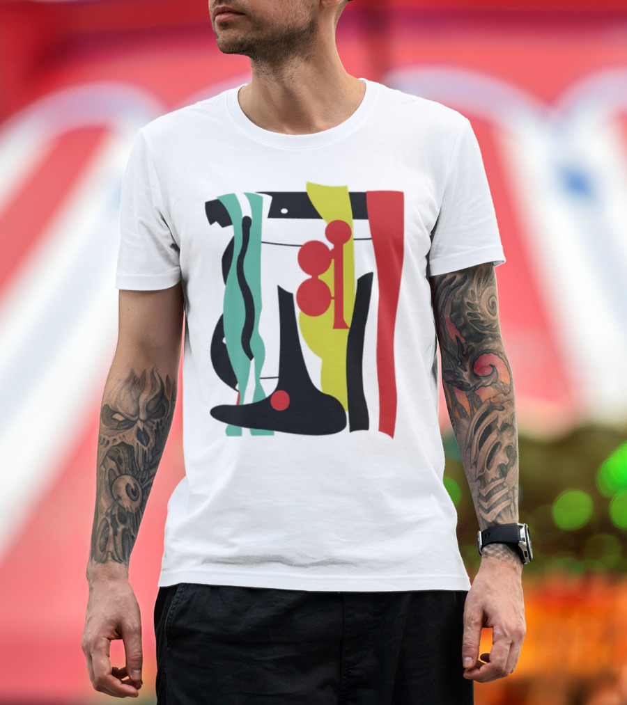 Ace Retro Primary Abstract Geometric Shapes T-Shirt