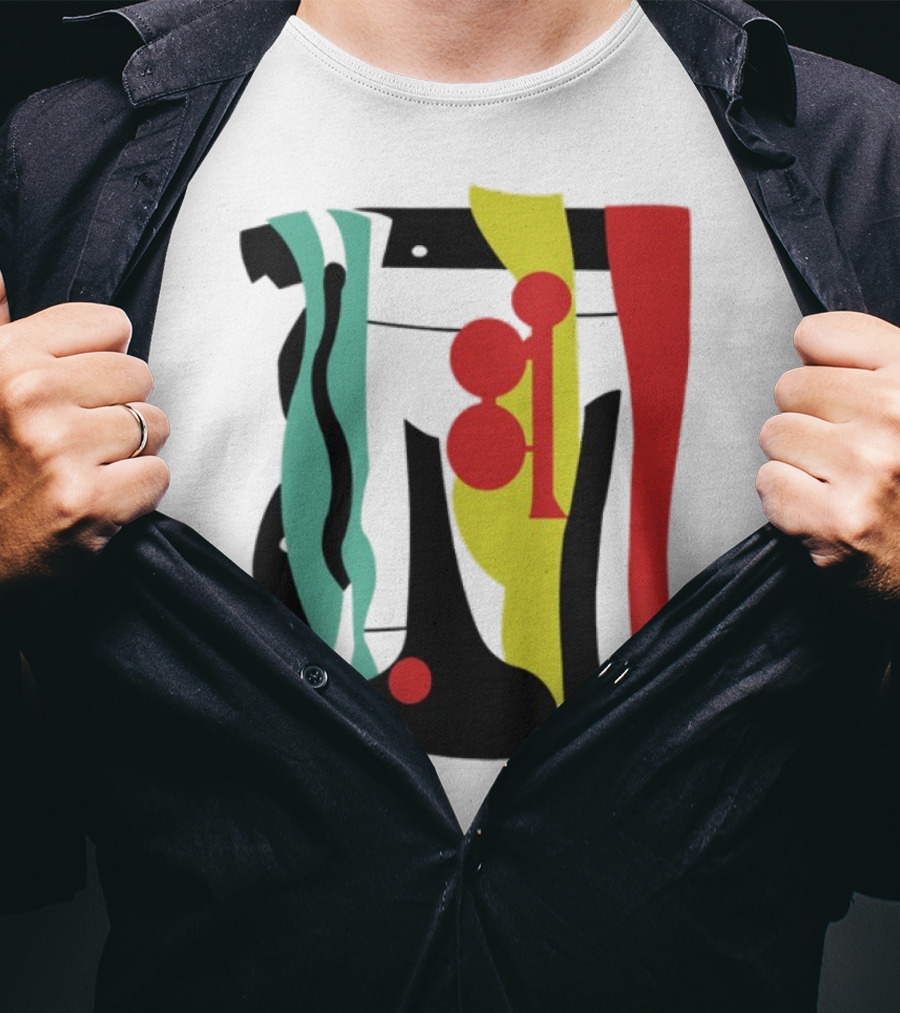 Ace Retro Primary Abstract Geometric Shapes T-Shirt