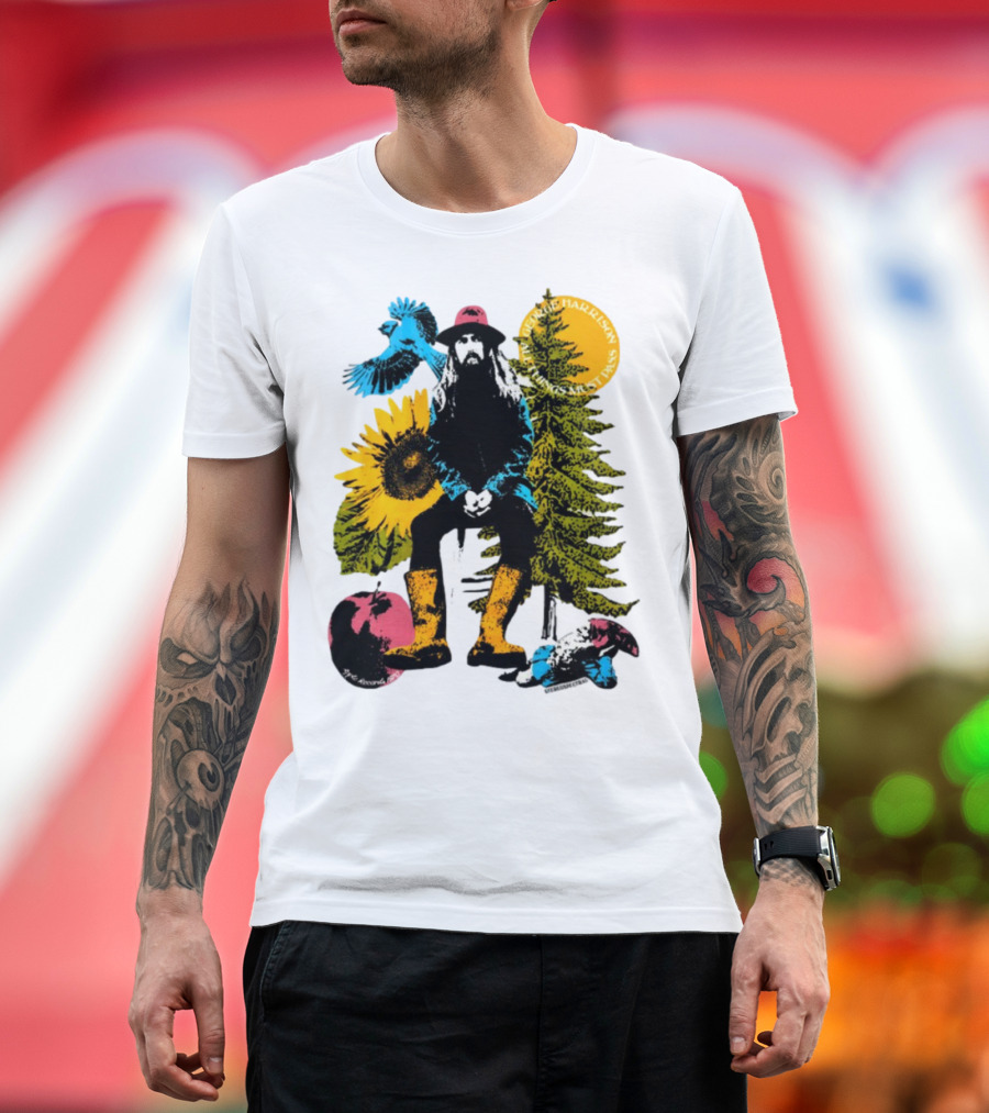 All Things Must Pass George Harrison Sunflower Tree Bird Apple T-Shirt