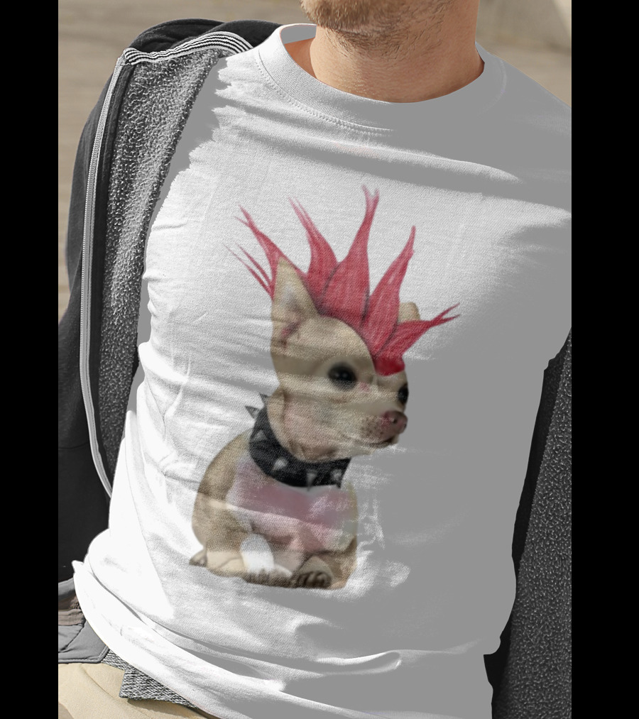 Alt Pup Punk Chihuahua Mohawk Spiked Collar T-Shirt