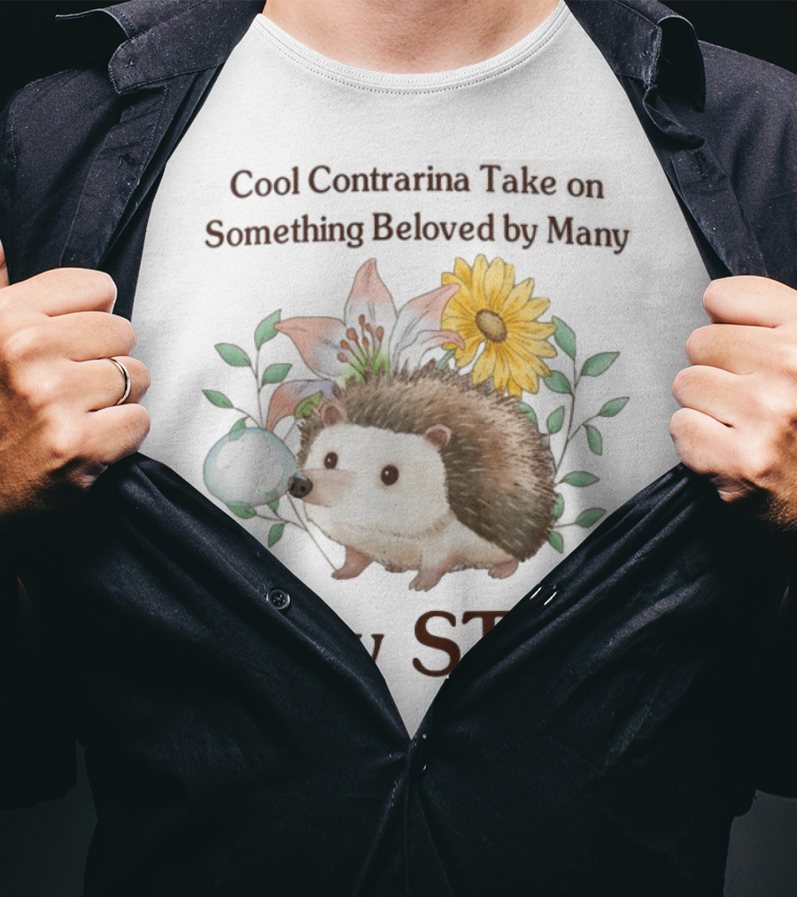Hedgehog With Flowers And Speech Bubble Now STFU T-Shirt