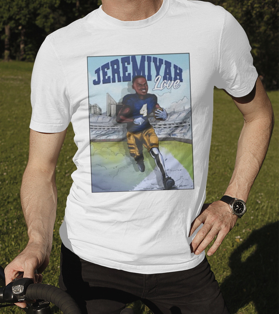 Jeremiyah Love Running In Stadium Number 4 T-Shirt