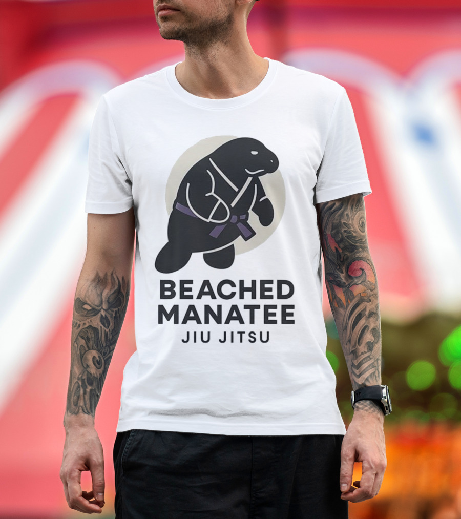 Beached Manatee Jiu Jitsu Black Belt Martial Arts Humor T-Shirt