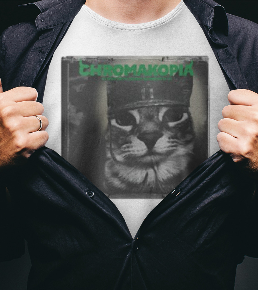 Chromakopia Cat In Military Cap Monochrome T-Shirt