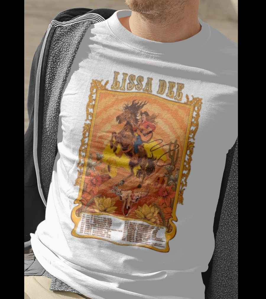 Lissa Dee Horseback Rider Guitar Sunset October November December Tour 2025 T-Shirt