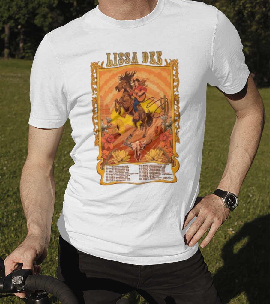 Lissa Dee Horseback Rider Guitar Sunset October November December Tour 2025 T-Shirt