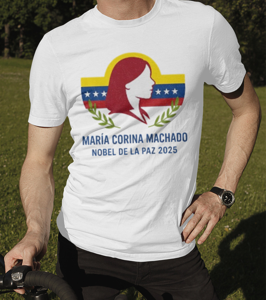 María Corina Machado Nobel De La Paz 2025 Venezuelan Flag Laurels T-Shirt