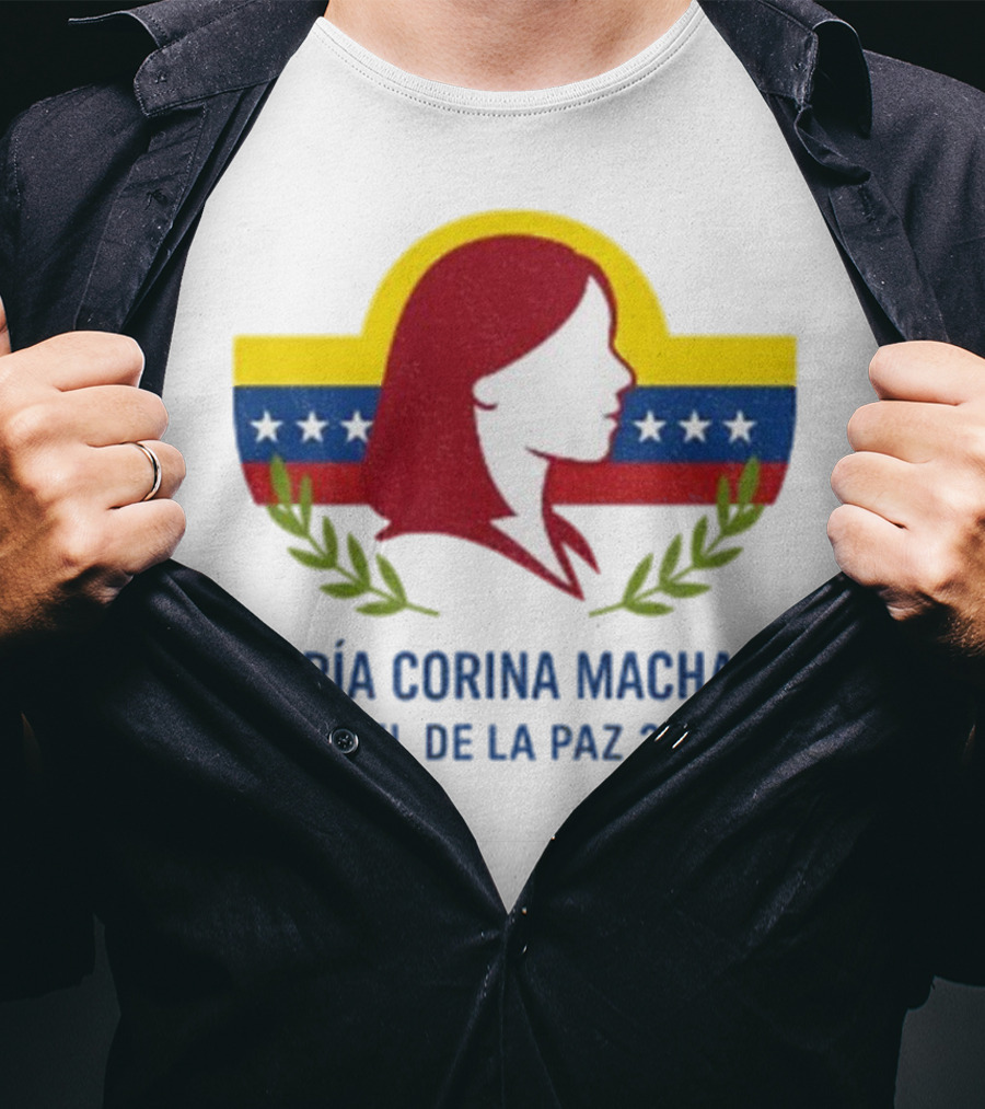María Corina Machado Nobel De La Paz 2025 Venezuelan Flag Laurels T-Shirt