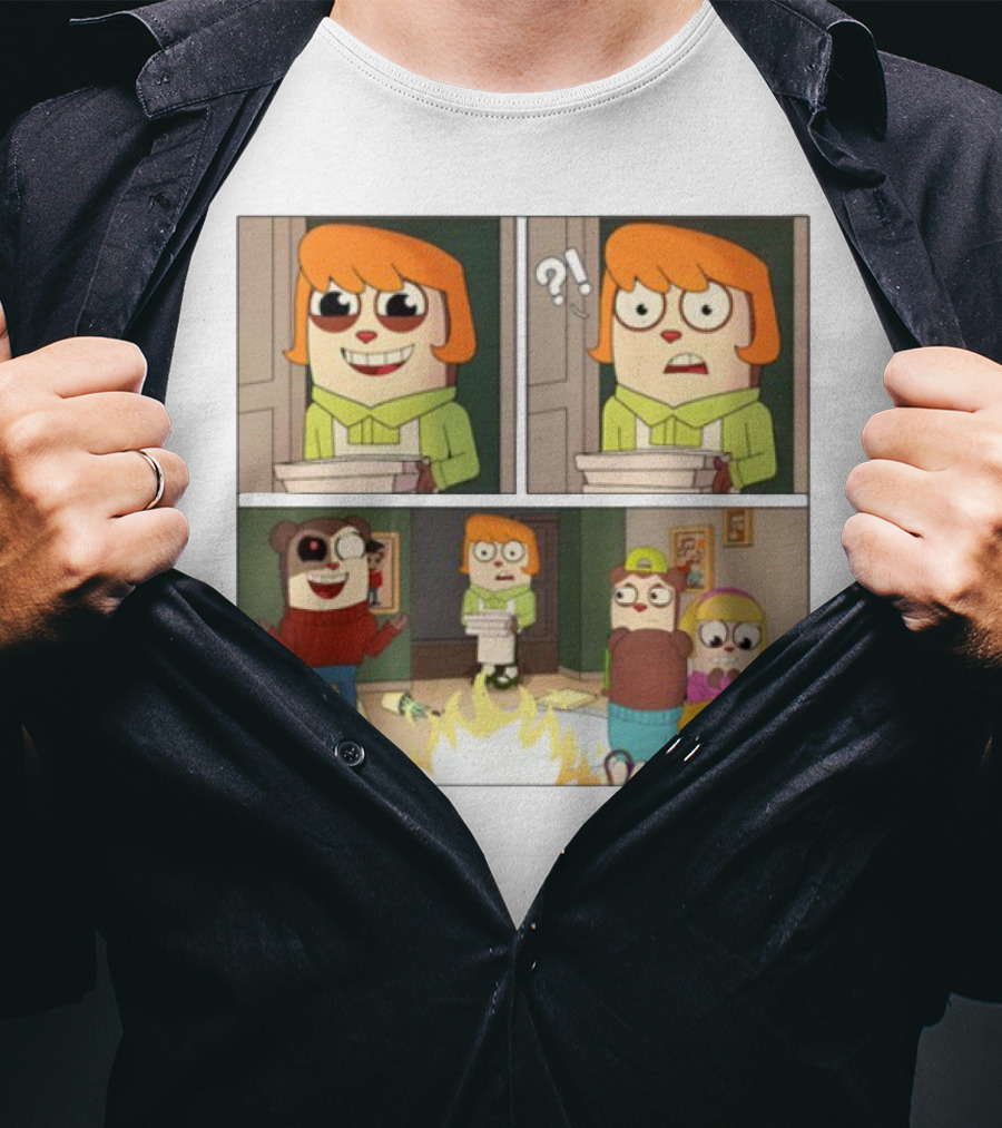 Maxdesignpro Cartoon Pizza Delivery Surprise Comic Strip T-Shirt