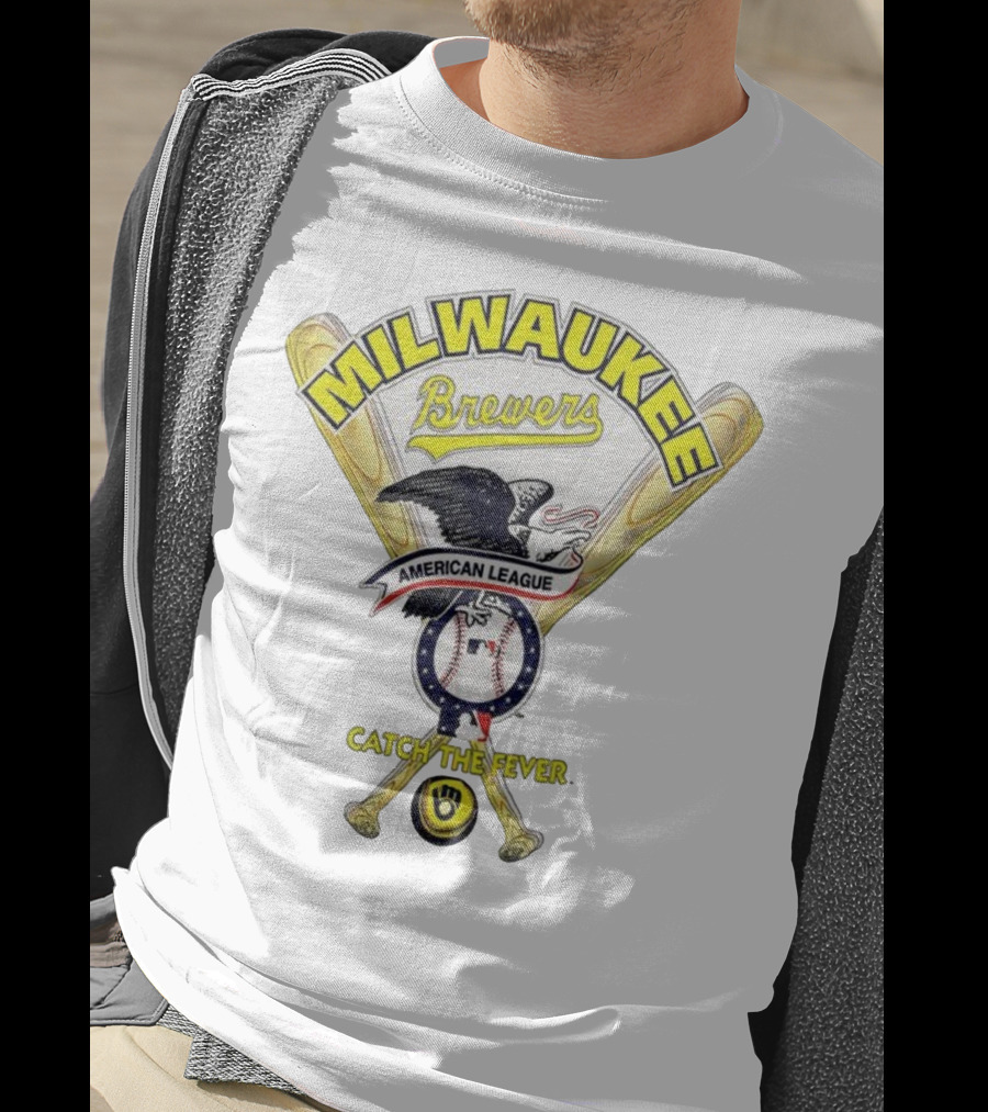 Milwaukee Brewers Catch The Fever American League Baseball Eagle Bat T-Shirt