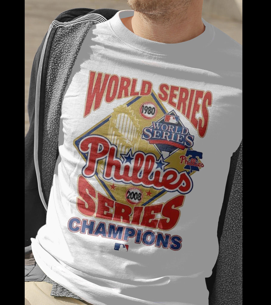 Philadelphia Phillies 1980 2008 World Series Champions Logo MLB T-Shirt