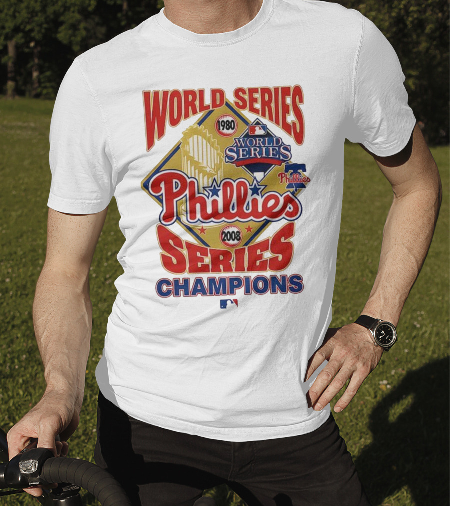 Philadelphia Phillies 1980 2008 World Series Champions Logo MLB T-Shirt