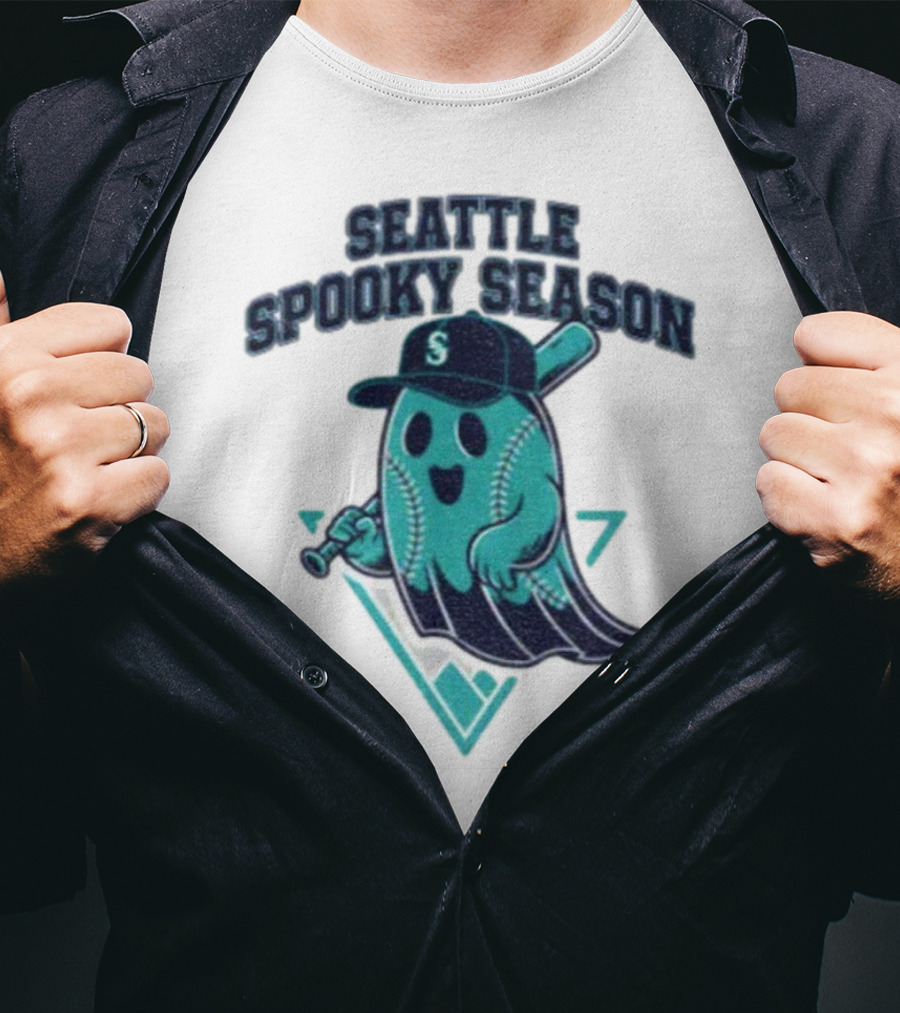Seattle Mariners Spooky Season Ghost Halloween Baseball T-Shirt