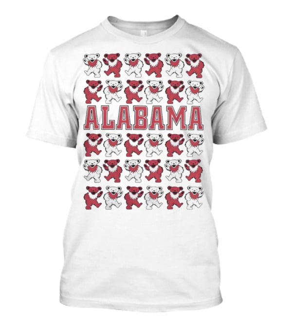 Alabama Crimson Tide Grateful Dead Bears Pattern T-Shirt