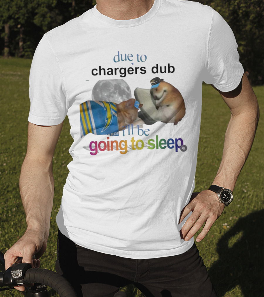 Chargers Dub Cats Sleeping Under Moon Going To Sleep T-Shirt