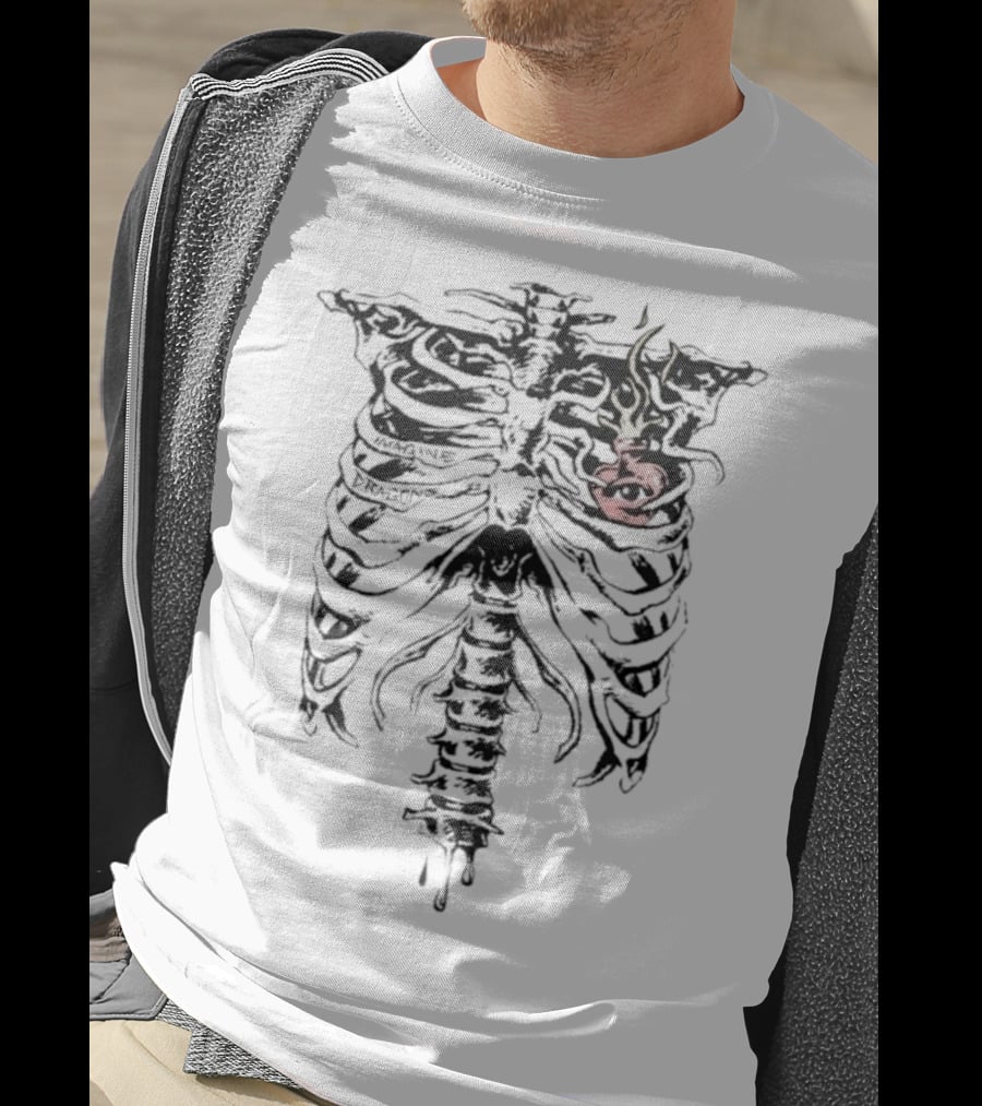 Feel It In My Bones Skeleton Ribcage Flaming Heart T-Shirt