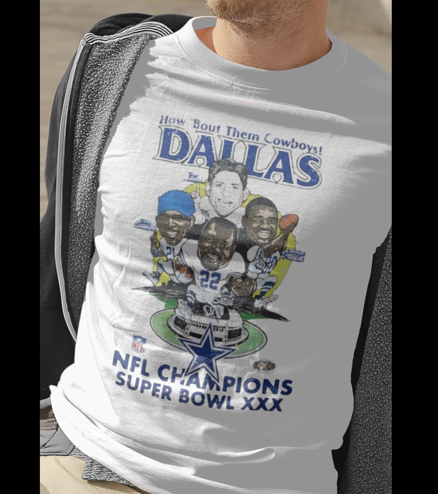 How Bout Them Cowboys Dallas NFL Champions Super Bowl XXX Smith Aikman Irvin Stars T-Shirt