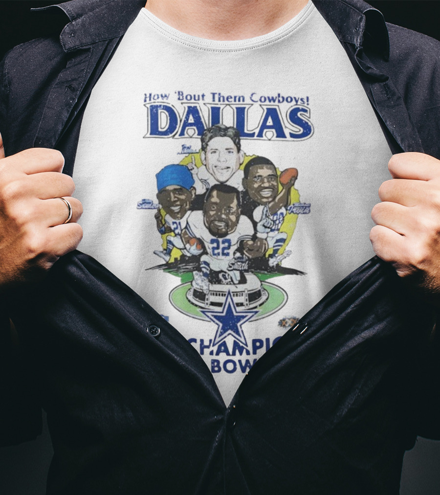 How Bout Them Cowboys Dallas NFL Champions Super Bowl XXX Smith Aikman Irvin Stars T-Shirt