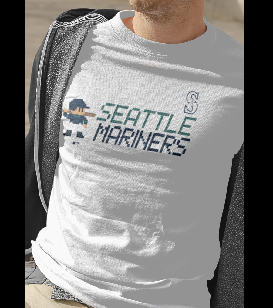 Seattle Mariners 8-Bit Baseball Pixel Art Player Retro Style T-Shirt