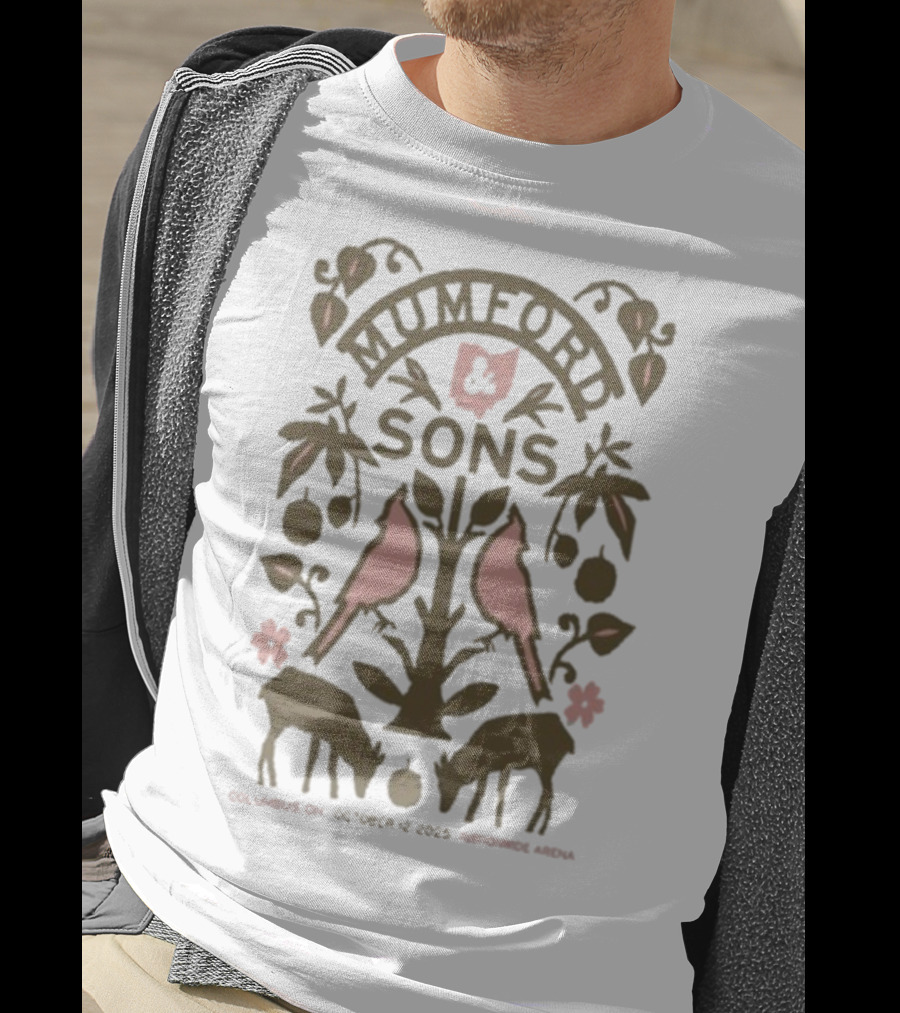 Mumford & Sons Nationwide Arena October 12 2025 Columbus OH Tour Birds And Deer Design T-Shirt