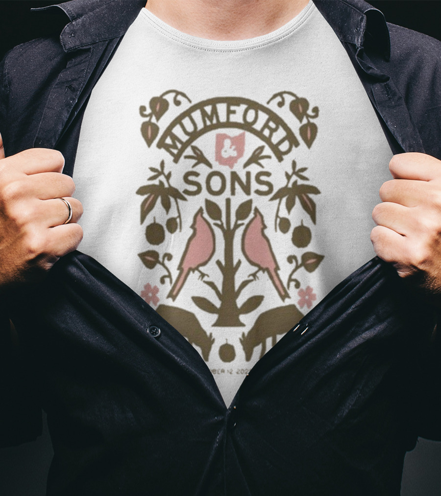 Mumford & Sons Nationwide Arena October 12 2025 Columbus OH Tour Birds And Deer Design T-Shirt