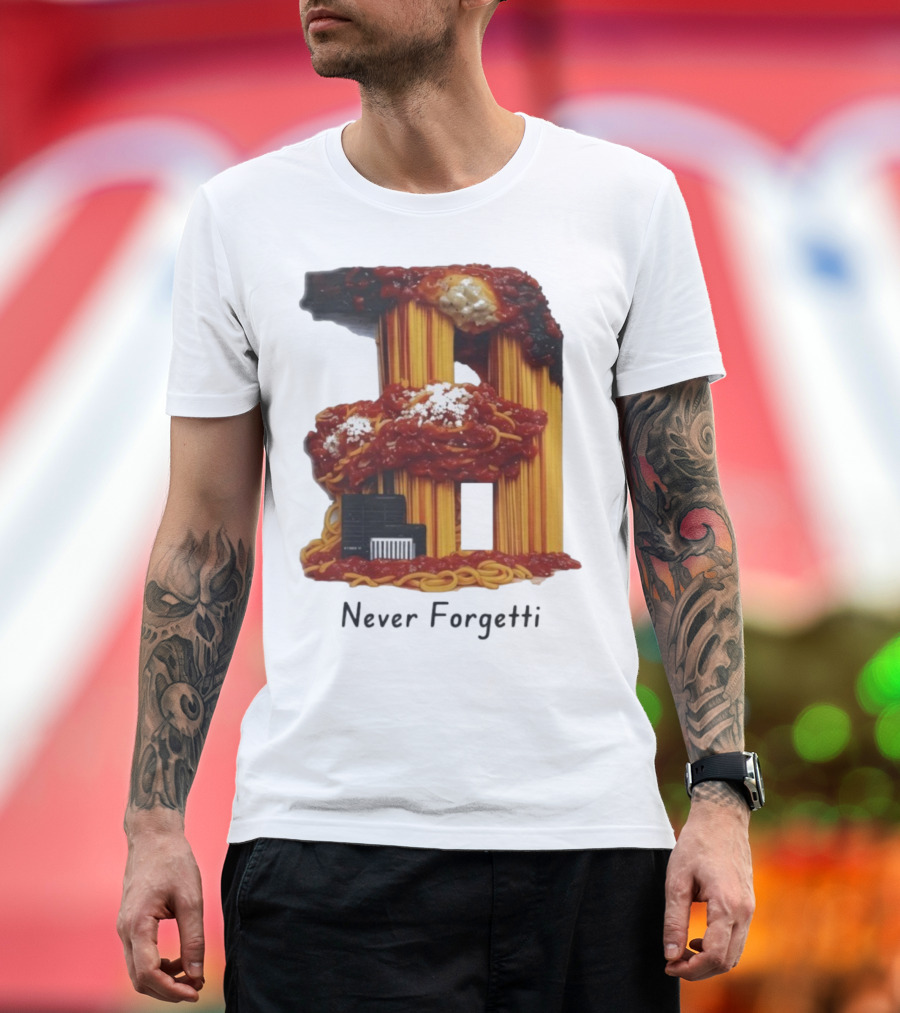 Never Forgetti Spaghetti 9/11 Memory Loss Awareness T-Shirt