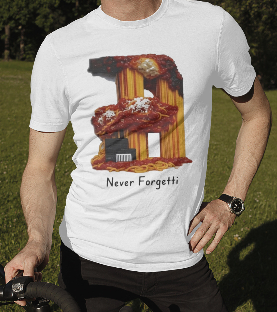 Never Forgetti Spaghetti 9/11 Memory Loss Awareness T-Shirt