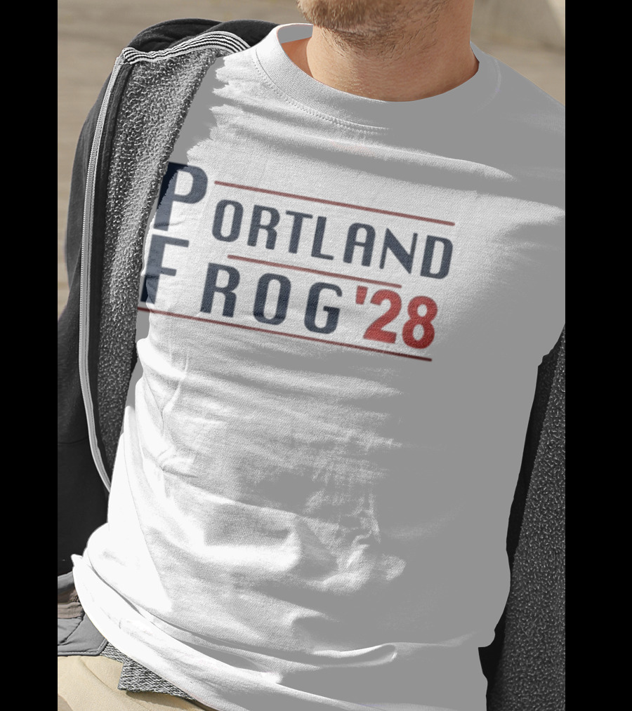 Portland Frog '28 Election Style Bold Campaign Typography T-Shirt