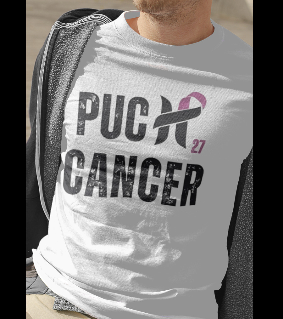 Puck Cancer 27 Hockey Ribbon Awareness T-Shirt