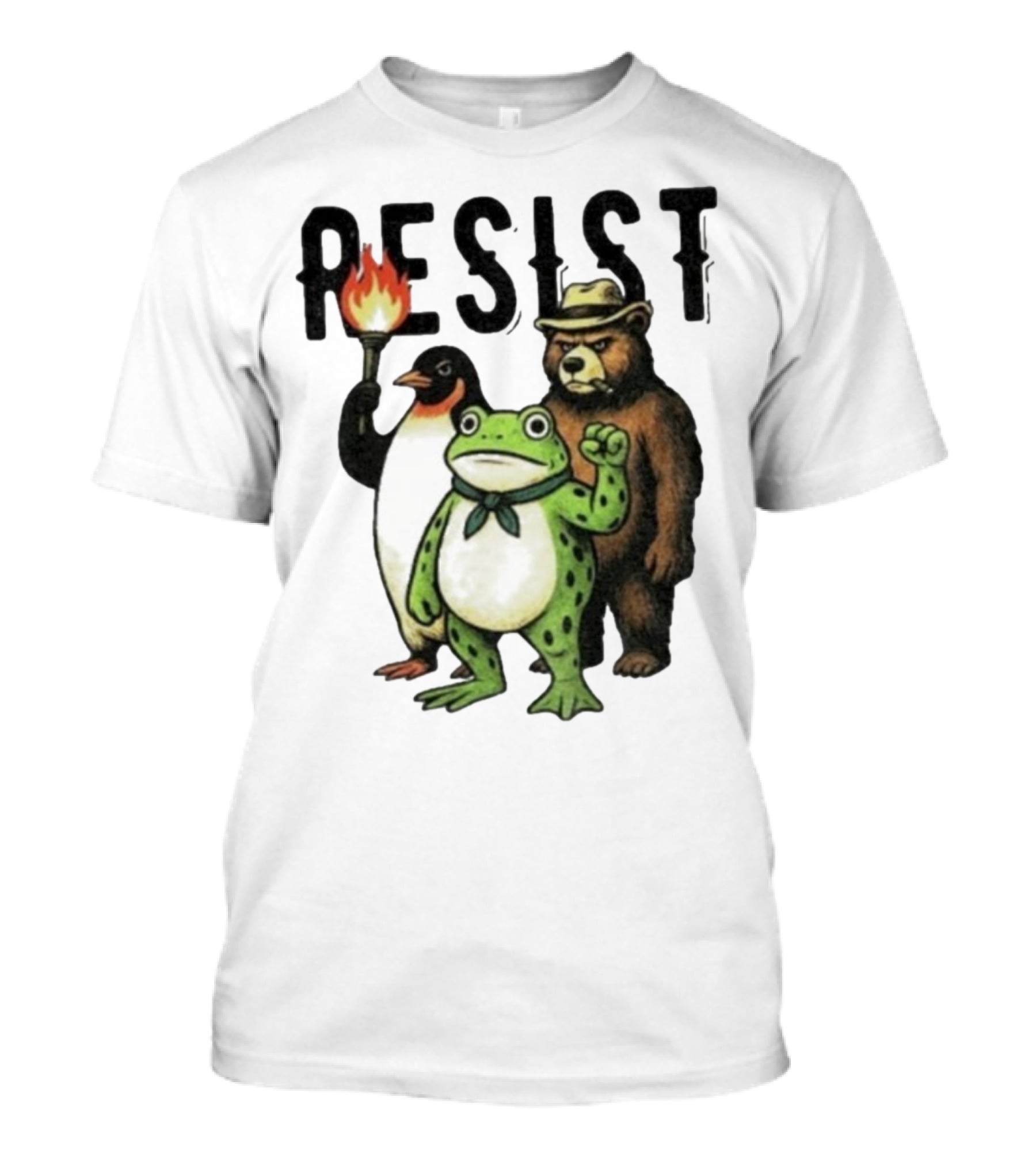 Resist Portland Frog Penguin Bear Abolish Ice T-Shirt