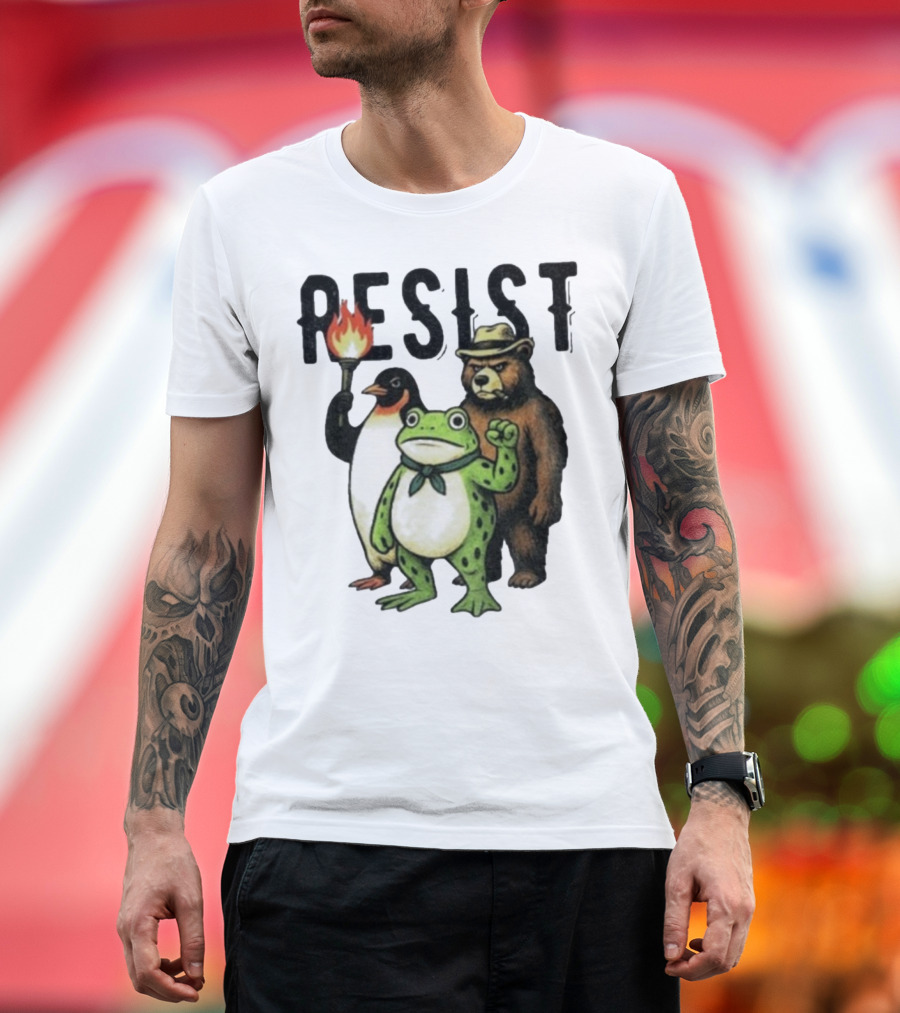 Resist Portland Frog Penguin Bear Abolish Ice T-Shirt