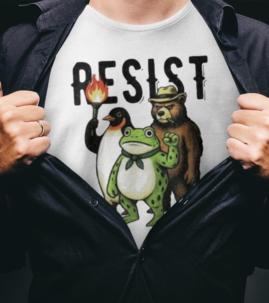 Resist Portland Frog Penguin Bear Abolish Ice T-Shirt