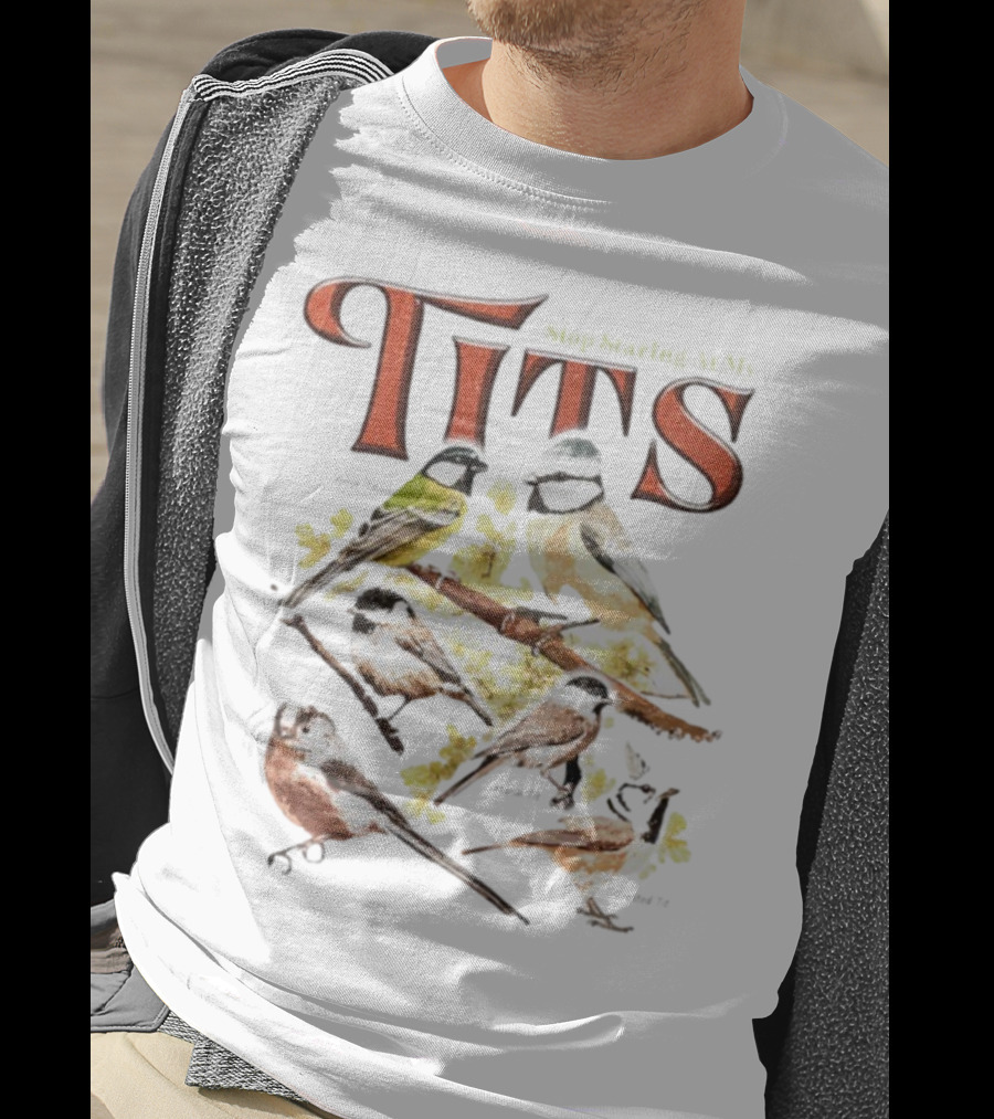 Stop Staring At My Tits Bird Ing Parody T-Shirt