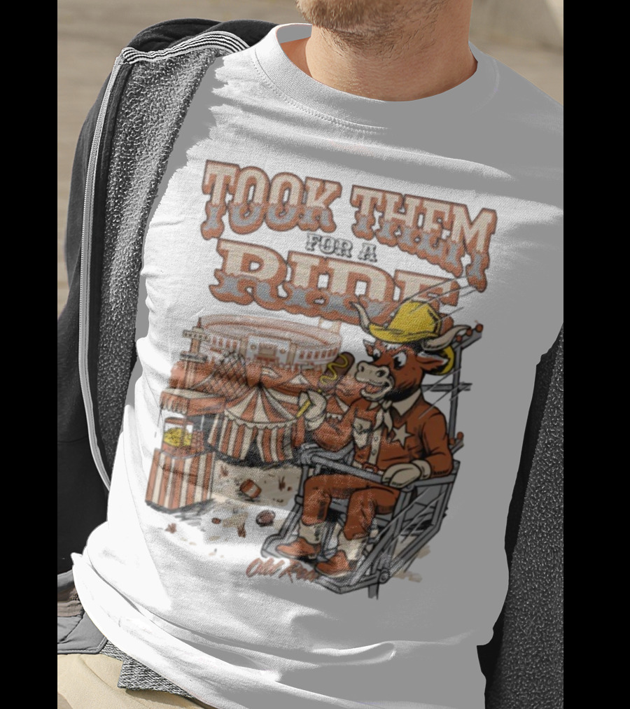 Texas Longhorns Took Them For A Ride Comic Mascot And Carnival Scene T-Shirt