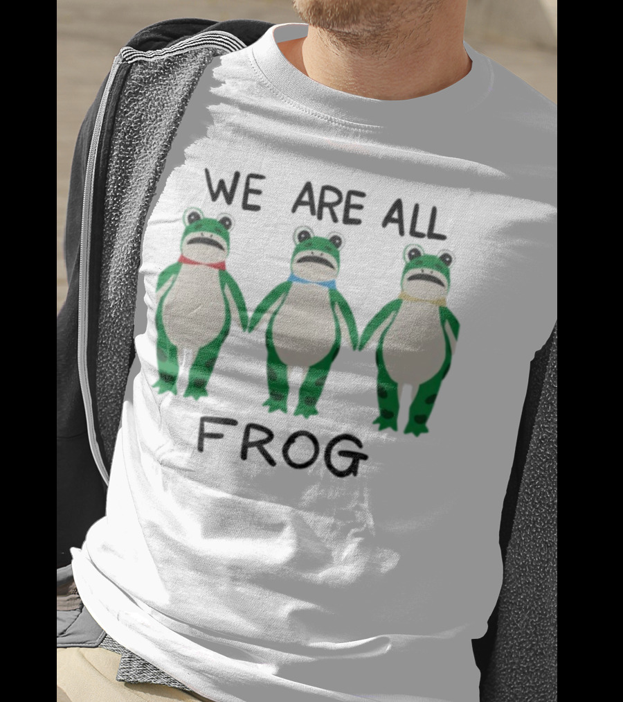 We Are All Frog Portland Trio Fun Quirky Green Frog Characters T-Shirt