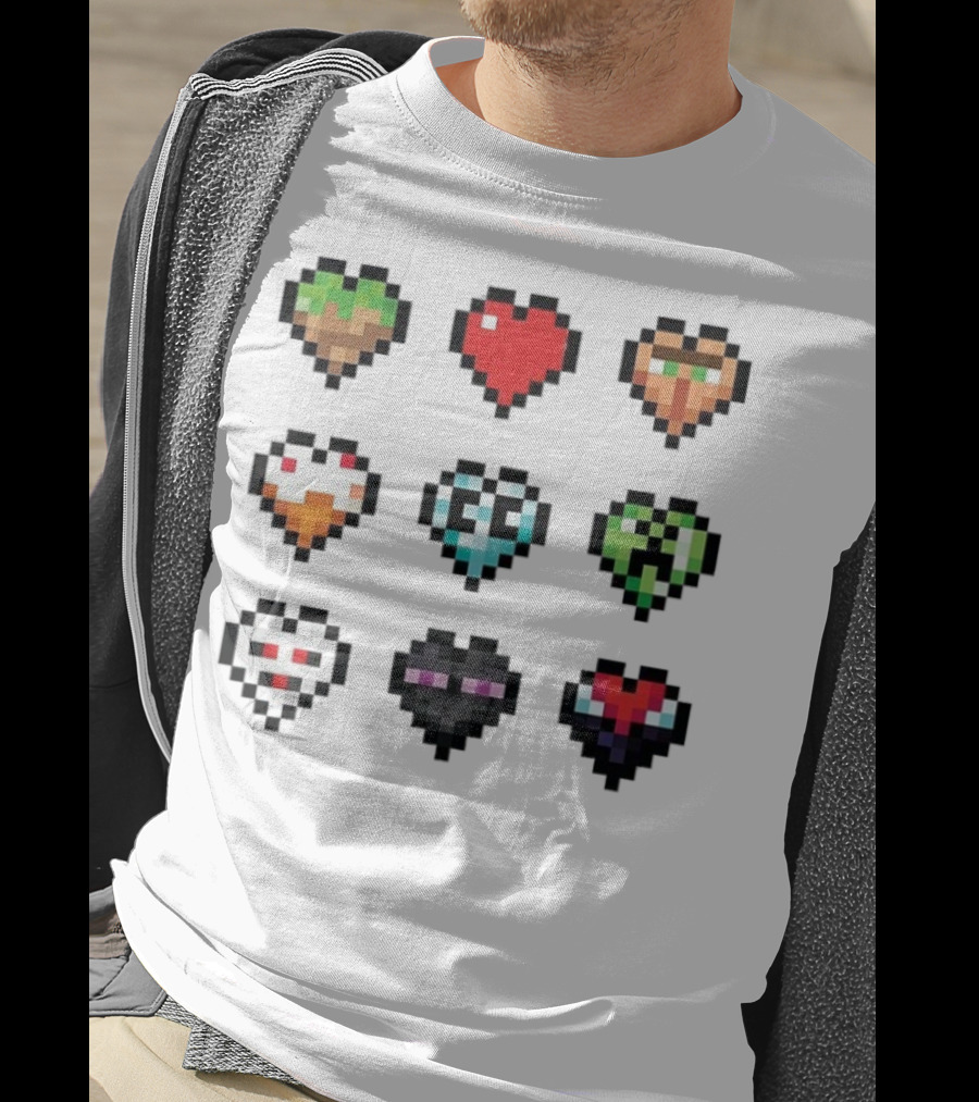 Pixelated Craftee’s Hearts Icons Collection T-Shirt