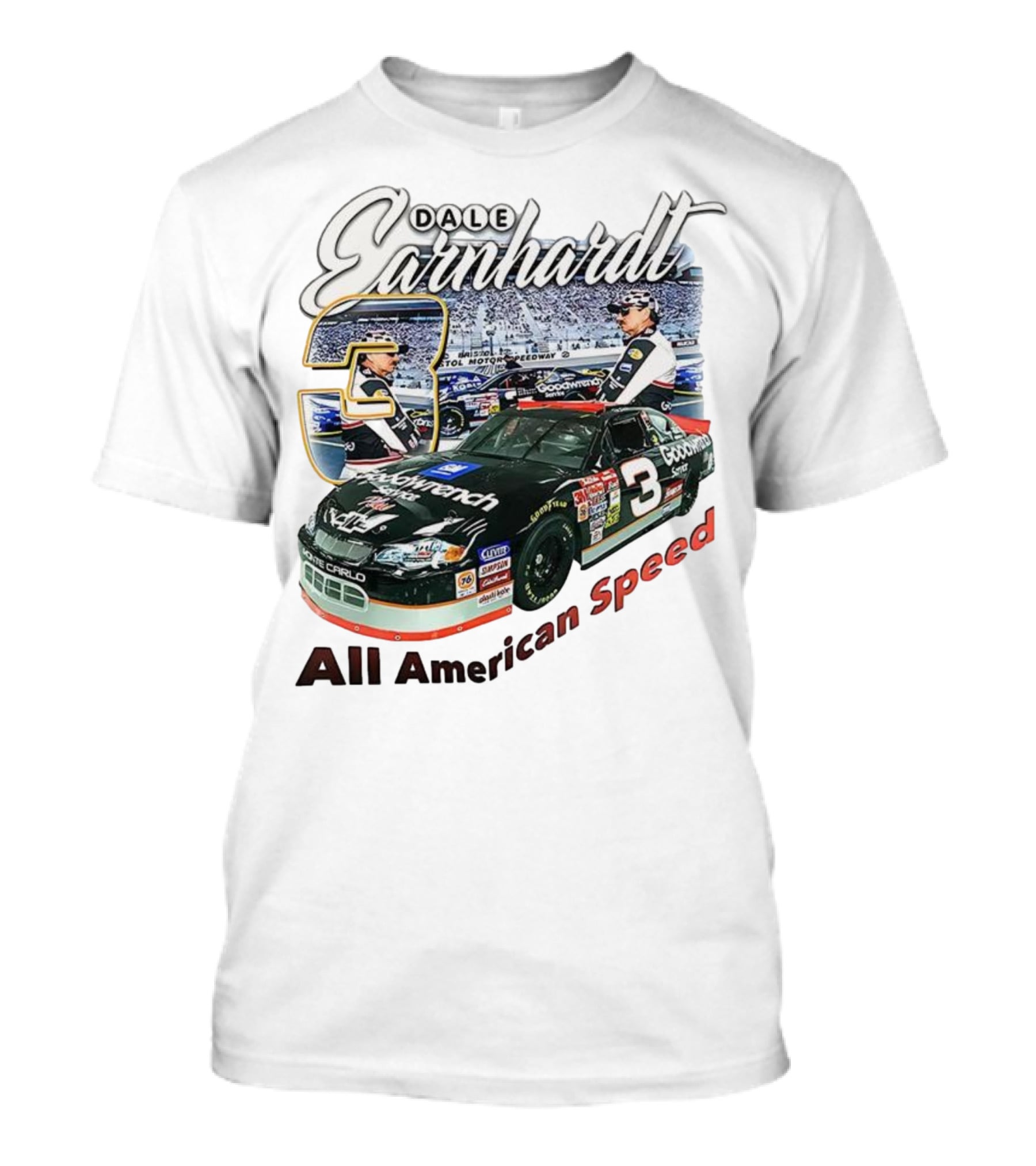 Dale Earnhardt Chevrolet Monte Carlo Number 3 Goodwrench NASCAR All American Speed T-Shirt