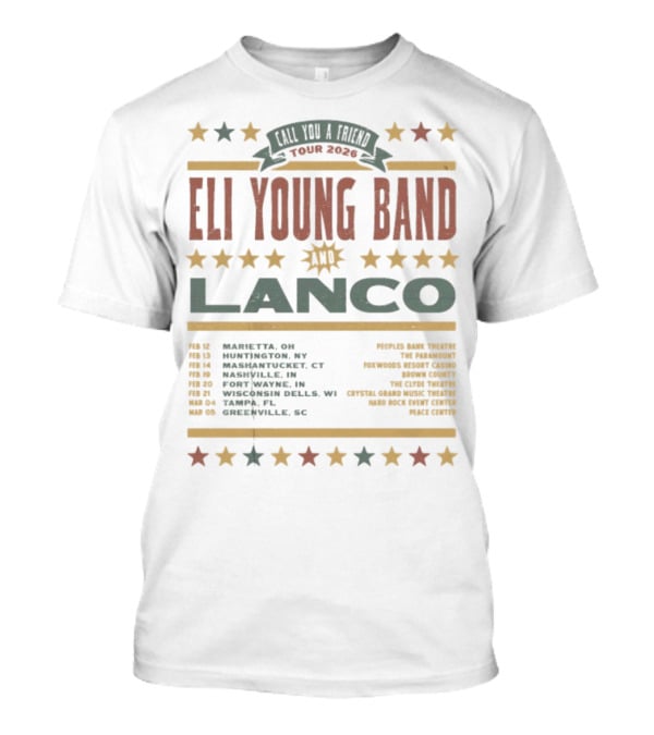 Eli Young Band Tour 2026 Lanco With Special Guest Locations T-Shirt