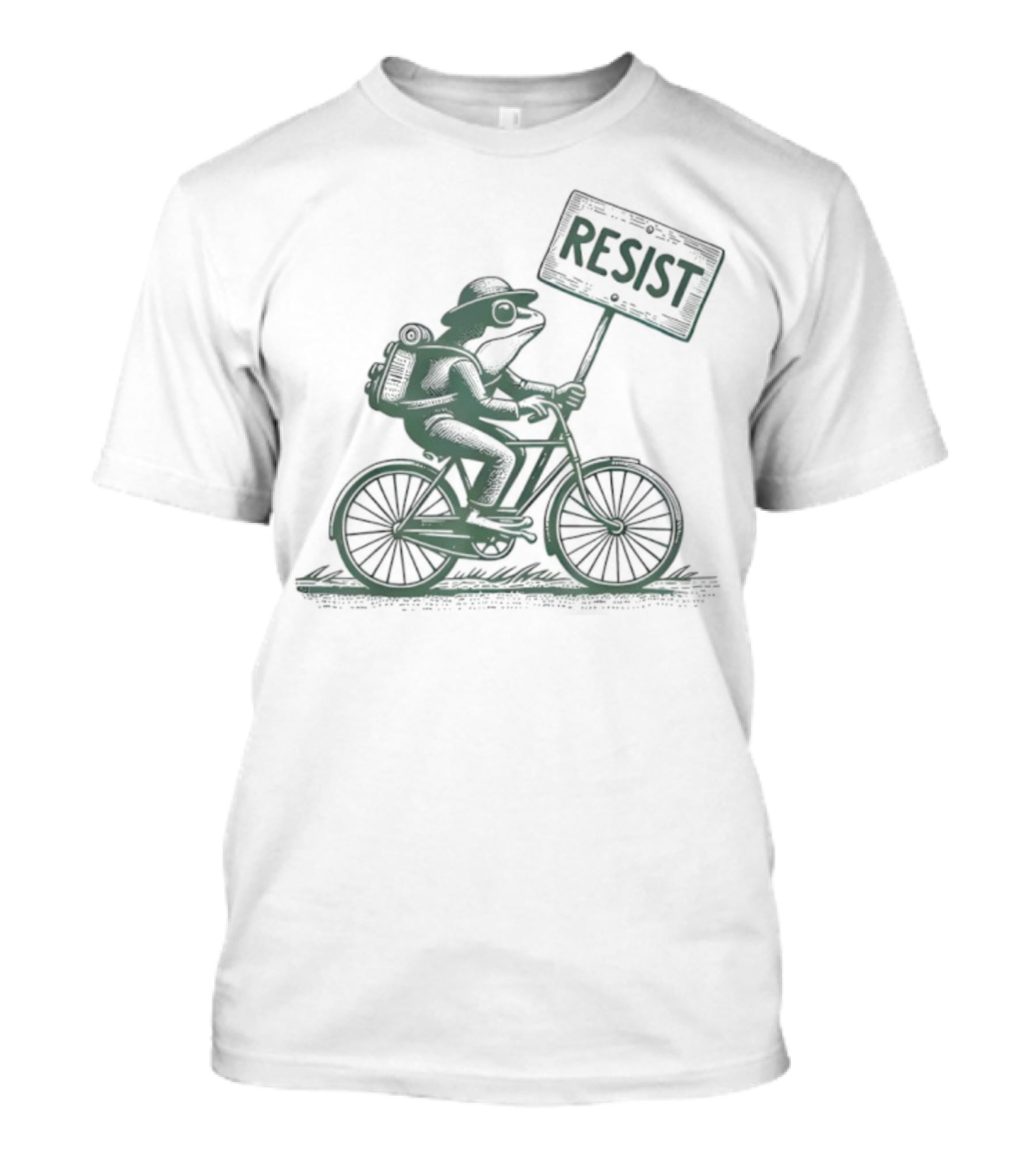 Frog On Bike Resist Portland Protest Vintage Graphic T-Shirt