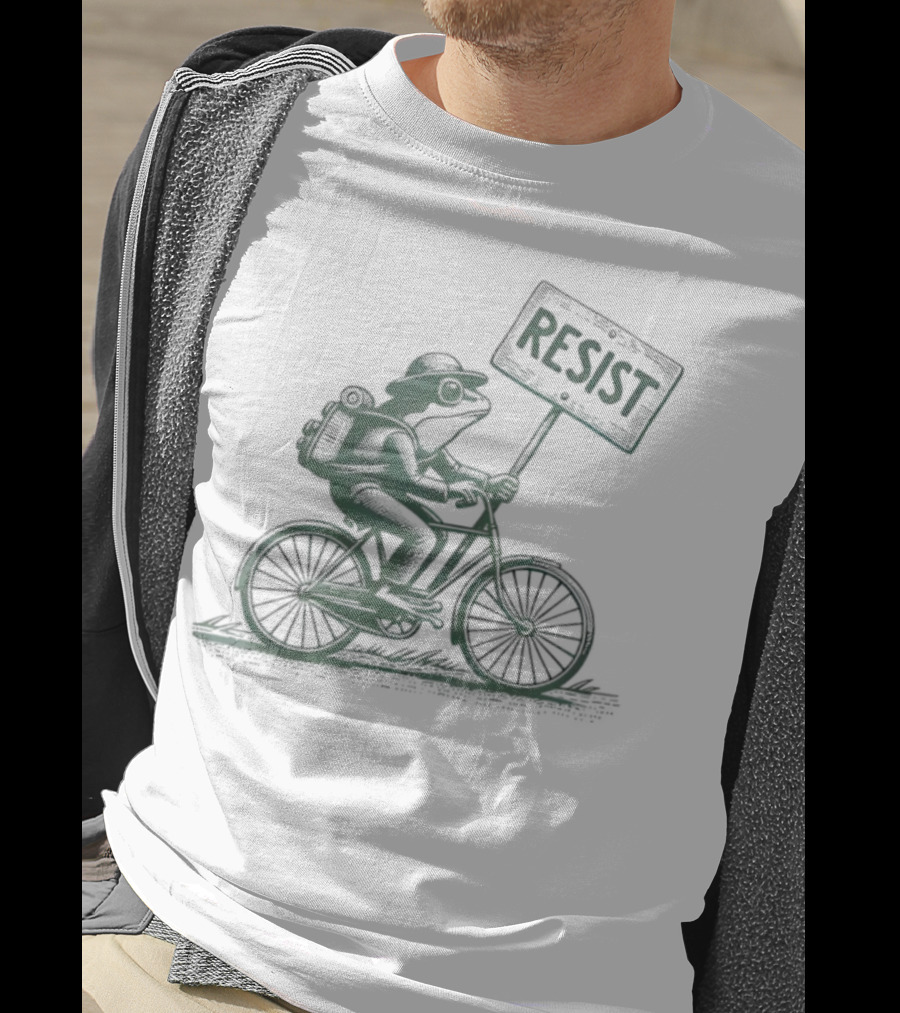 Frog On Bike Resist Portland Protest Vintage Graphic T-Shirt
